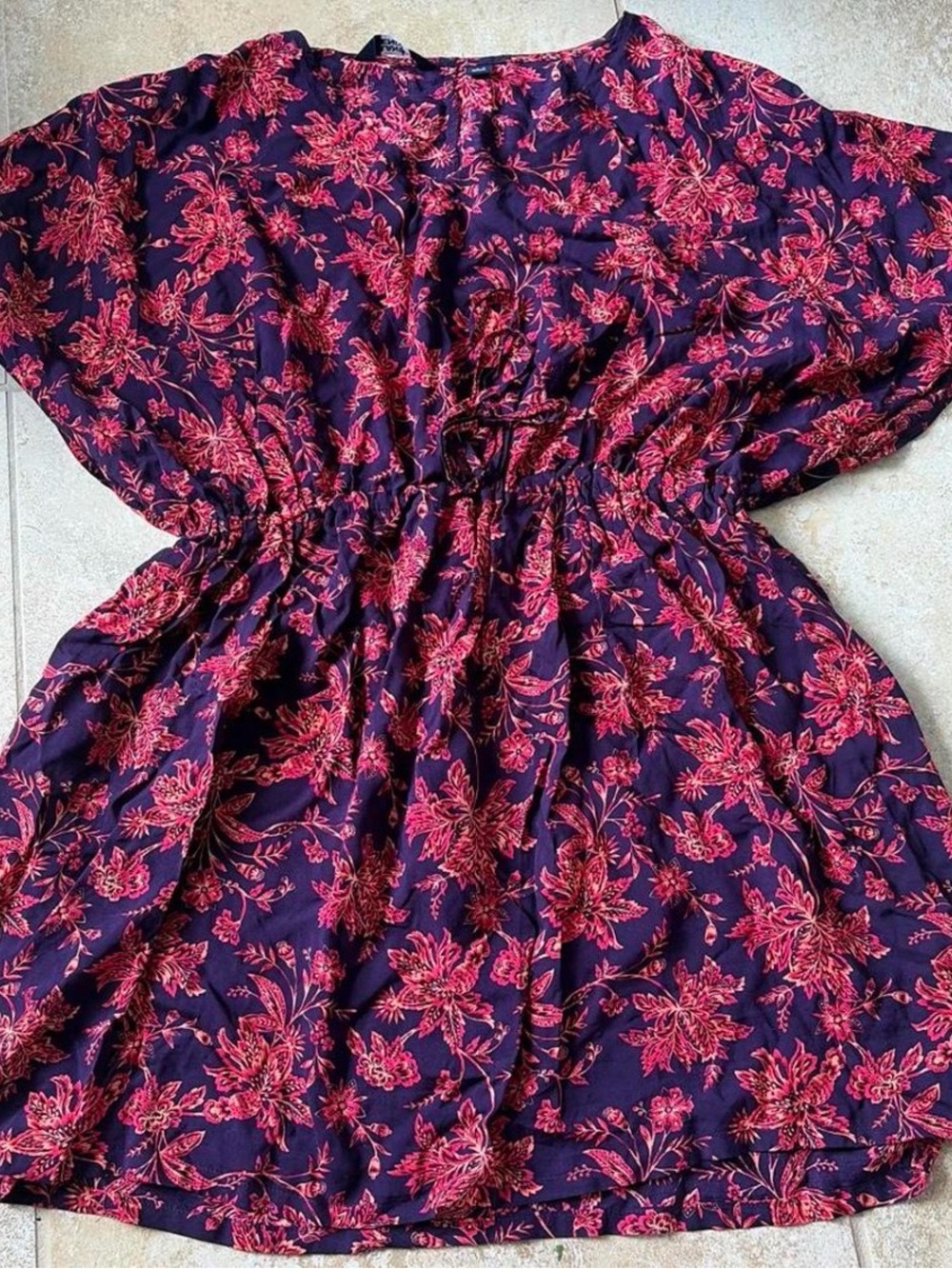 Savannah Navy Mini Dress with Pink Floral Print